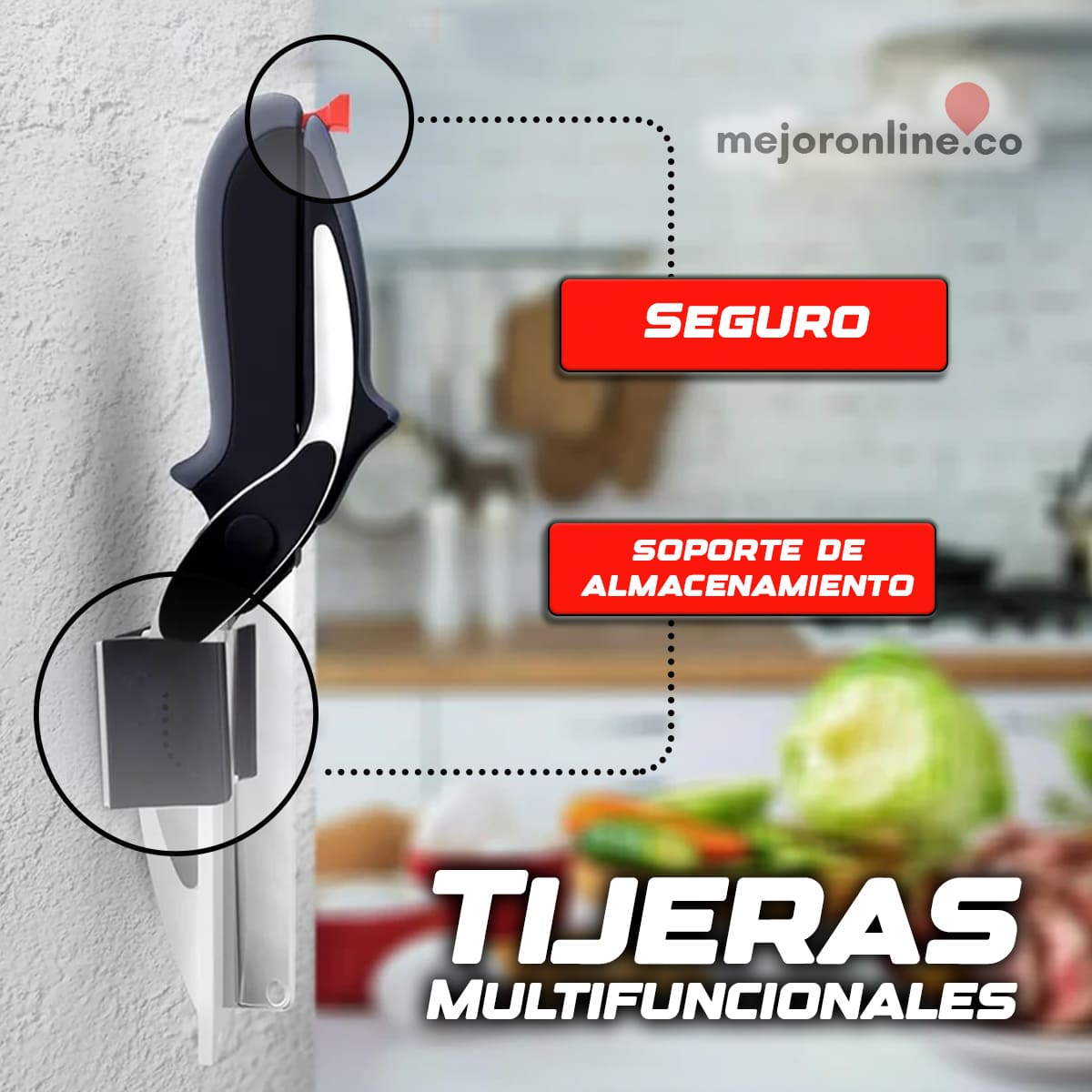 2x1 - Tijeras de Cocina Multifuncional | Sin reguero, sin tabla de picar