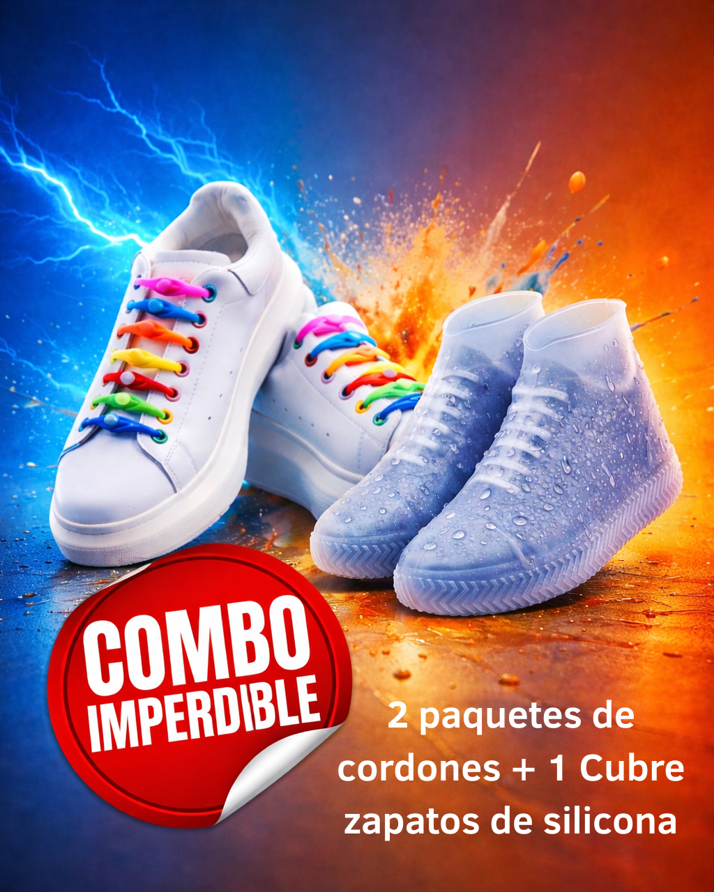 SUPER COMBO IMPERDIBLE: 24 Cordones + Cubre Zapatos de Silicona