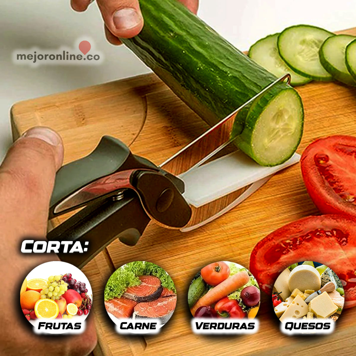 2x1 - Tijeras de Cocina Multifuncional | Sin reguero, sin tabla de picar